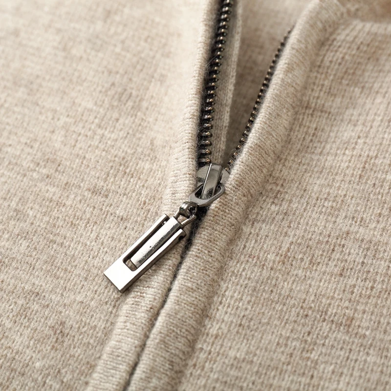 Autumn Winter New 100% Merino Wool Men\'s Zipper Hooded Coat Thick Sweater Warm Long Sleeved Knitted Cardigan men\'s coat