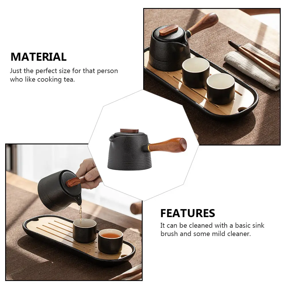 

Black Pottery Tea Set Kungfu Style Accessories Vintage Teapot Ceramics Small Cooking Gongfu Tools Chinese Special
