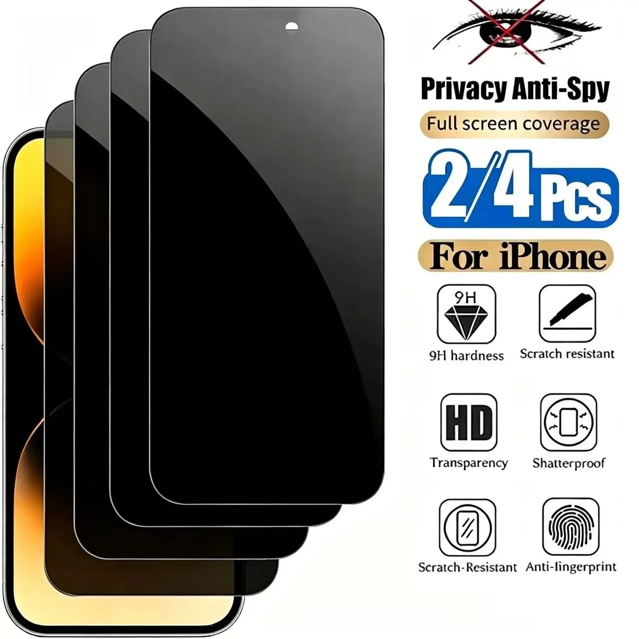 2/4 Stück Anti-Spionage Sichtschutz Gehärtetes Glas Displayschutzfolie für iPhone 11 XR 12 13 14 15 16 17 Pro Max 15 16 14 Plus Air Glasfolie
