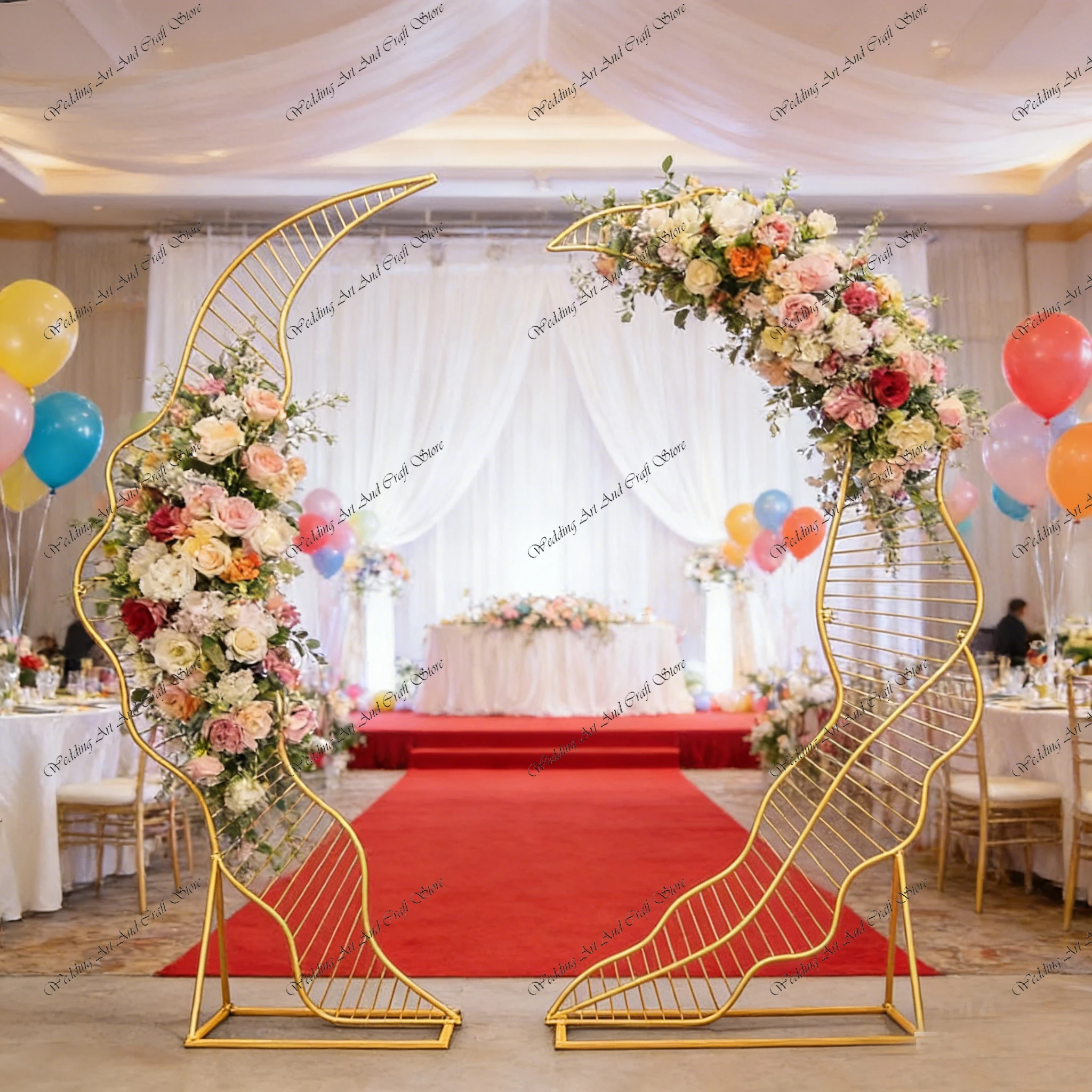 1Pair f30 290cm Wedding Props Background Decoration Wrought Iron Wedding Arch Flower Stand Round Iron Backdrop Stand ivy888