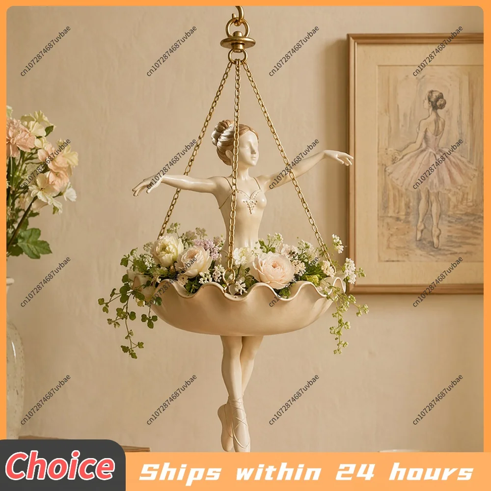 1/2Pcs Resin Ballet Dancer Hanging Planter Decorative Flower Pot Whimsical Ballerina Succulents Plant Holder for Dance Teacher