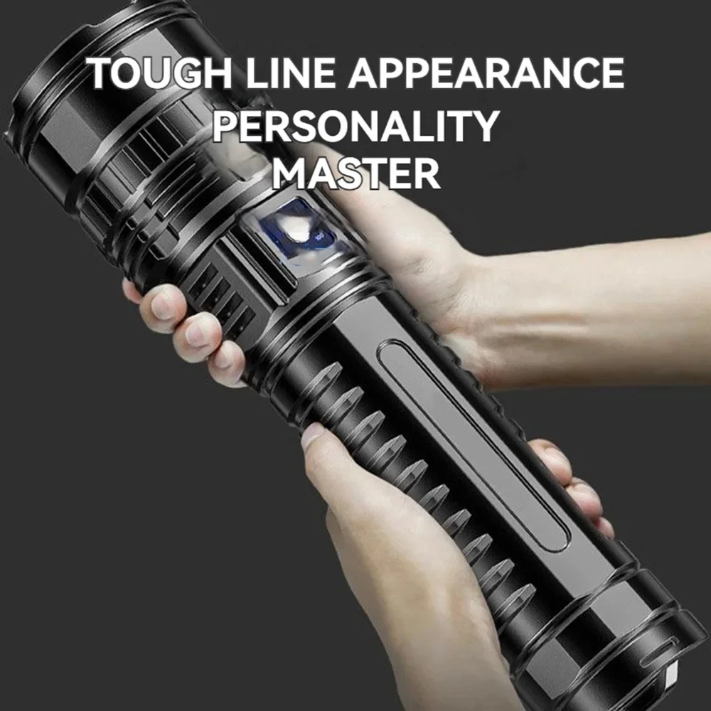 10000LM Most Powerful Led Flashlights Tactical 15000mah Built-in Battery Flash Light Emergency Spotlights 4km Holiday Gifts