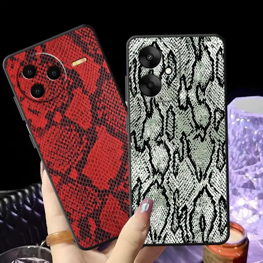 Coque arrière souple pour Xiaomi Redmi K40 K50 Gaming 13C 9T K60 10 A5 9A 9C 12 A1 A2 Plus 12C, peau de serpent à la mode