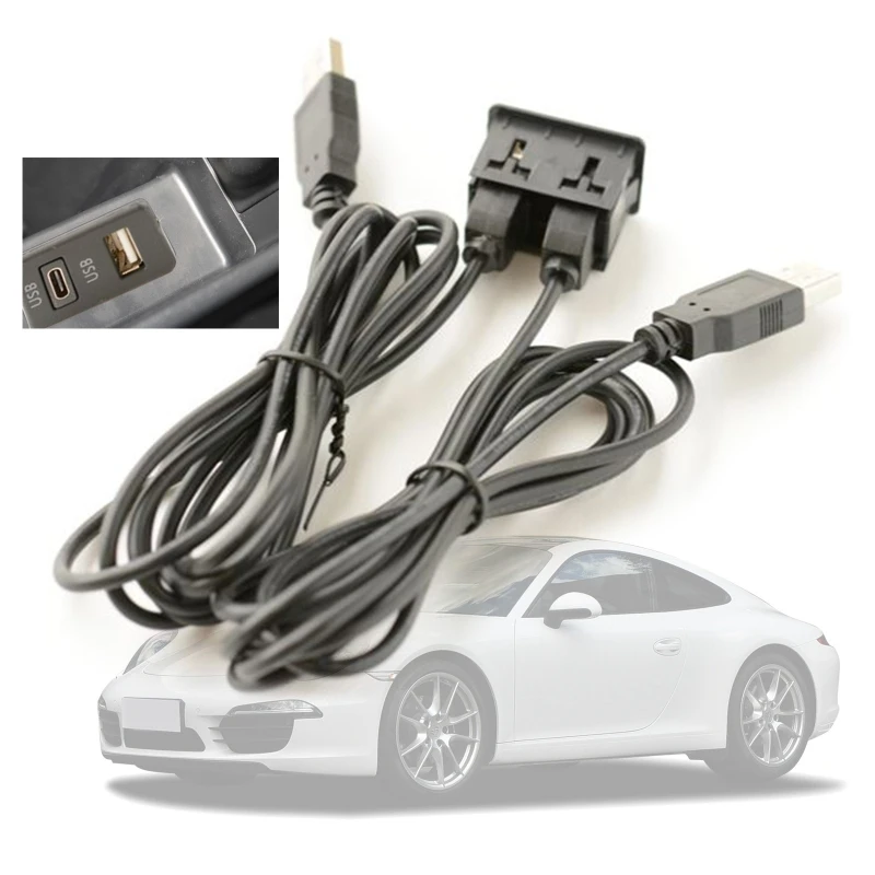 Q39F Multifunctional Car Extension Panel Cable USB Type-C for Cellphone