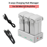 3-Way Battery Charger Manager For Mini 3/Mini 3 Pro Charging Hub Battery Charging Butler For DJI Mini 4 Pro Drone Accessories