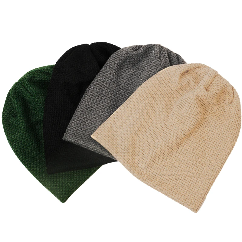 Geebro Women Knitted Plain Skullies Beanies Hats Autumn Winter Solid Color Elasticity Beanies Caps Ladies Casual Bonnets Gorros