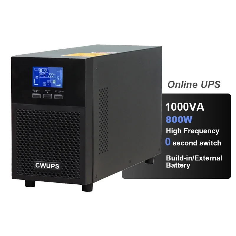 

Cwups 1 кВА 800 Вт 110 В 220 В ИБП для цифровых устройств для небольшого сервера Источник бесперебойного питания Высокочастотный онлайн-ИБП