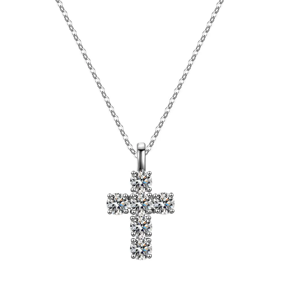 MUXIFC-collar con colgante de cruz de moissanita para mujer, cadena de cuello de plata 925 chapada en oro blanco de 18k, joyería fina con certificado GRA