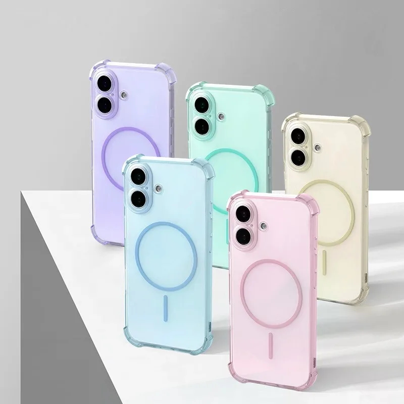 Luxuriöse Magnetische Durchsichtige Airbag-Schutzhülle für iPhone 17 14 15 13 16 18 Pro Max 18Pro 17Pro Hülle für Magsafe Stoßfeste Rückabdeckung – Detail 4