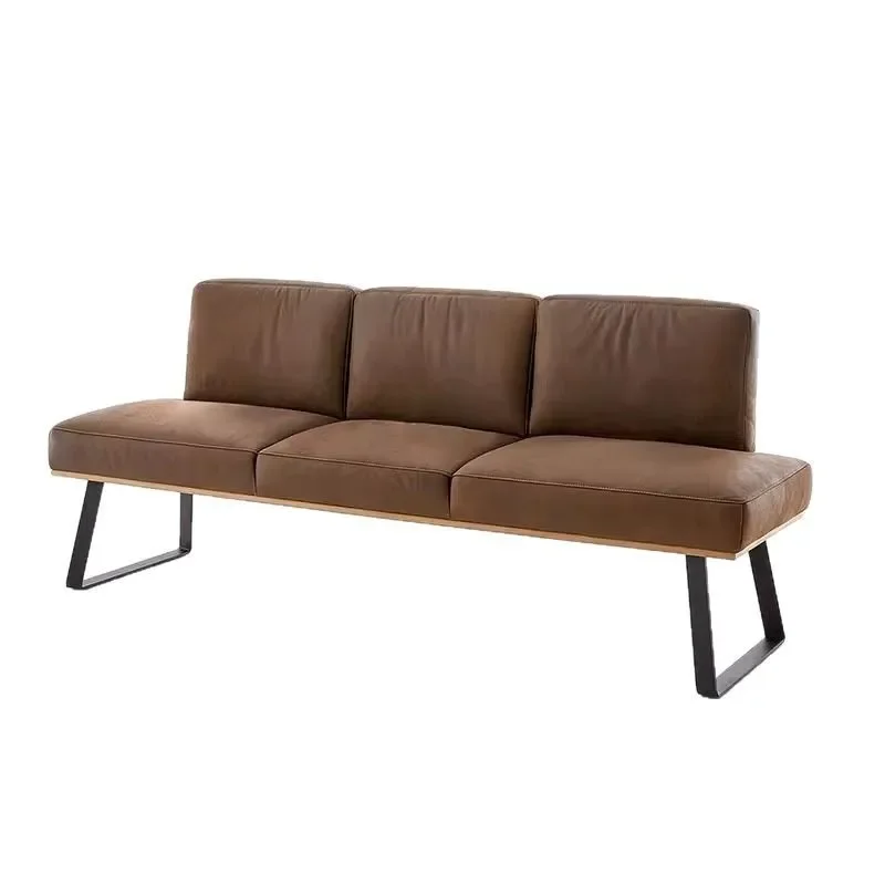 Nordic PU leather dining room dining chair, simple modern home living room back bench