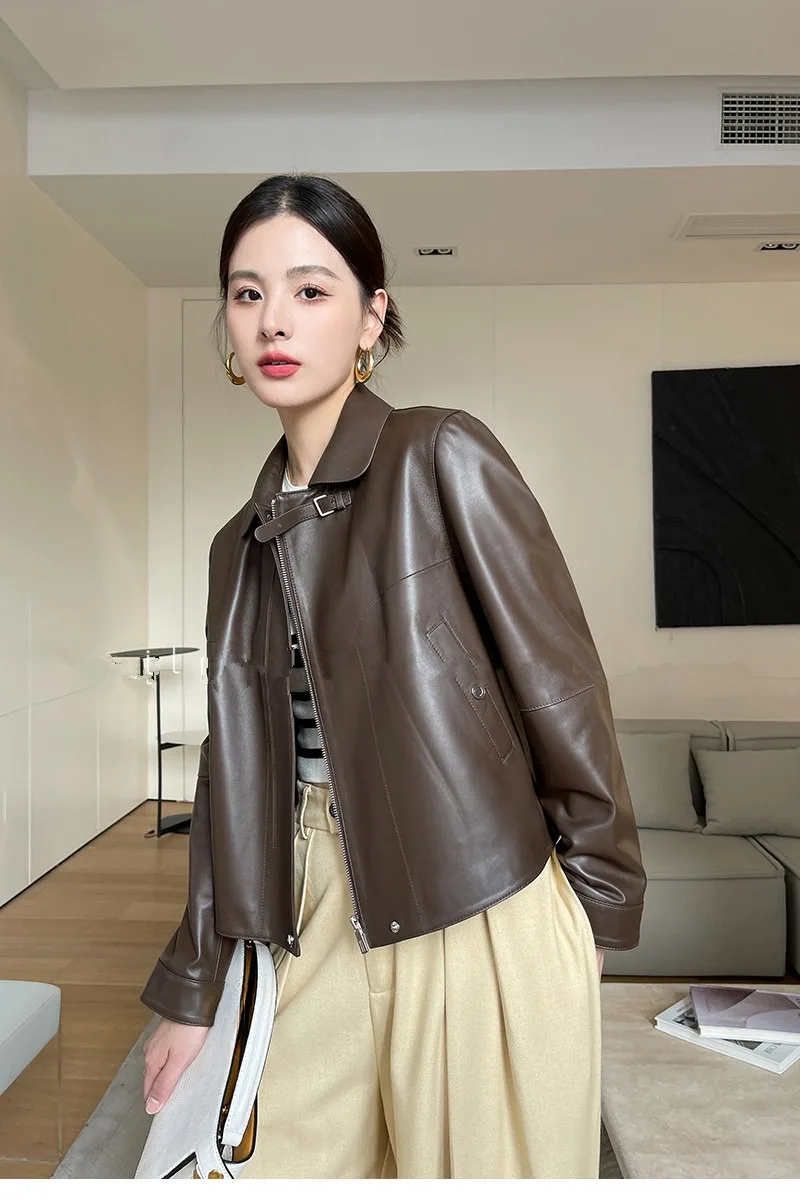 Hot-selling fashion autumn genuine leather women's short jacket high-end fall sheepskin slimming new leather jacket