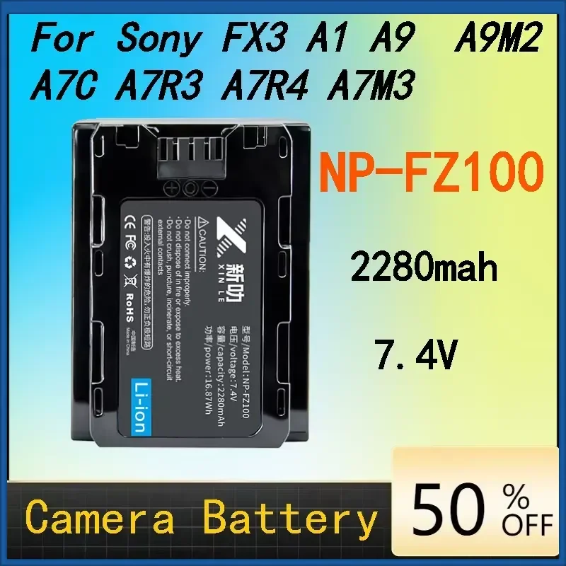 Brand New 2280 MAh NP-FZ100 Battery Compatible with Sony FX3 A1 A9 A9M2 A7C A7R3 A7R4 A7M3 Cameras and Charger