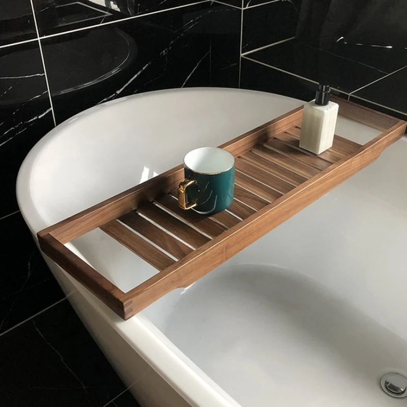 Solid wood bathtub shelf Japanese style bathtub shelf homestay bathroom bath shelf simple storage board