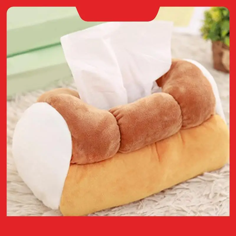 

1 Piece Simulation Of Creatives Toast Tissue Box Plush Toys Removable Tissue Box