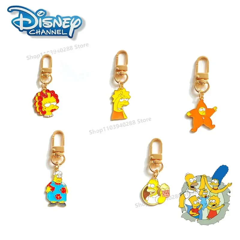 Cute Simpsons Alloy Keychain Personality Cartoon Creative Series Decor Bag Small Pendant Handmade Fashion Accessories Gifts