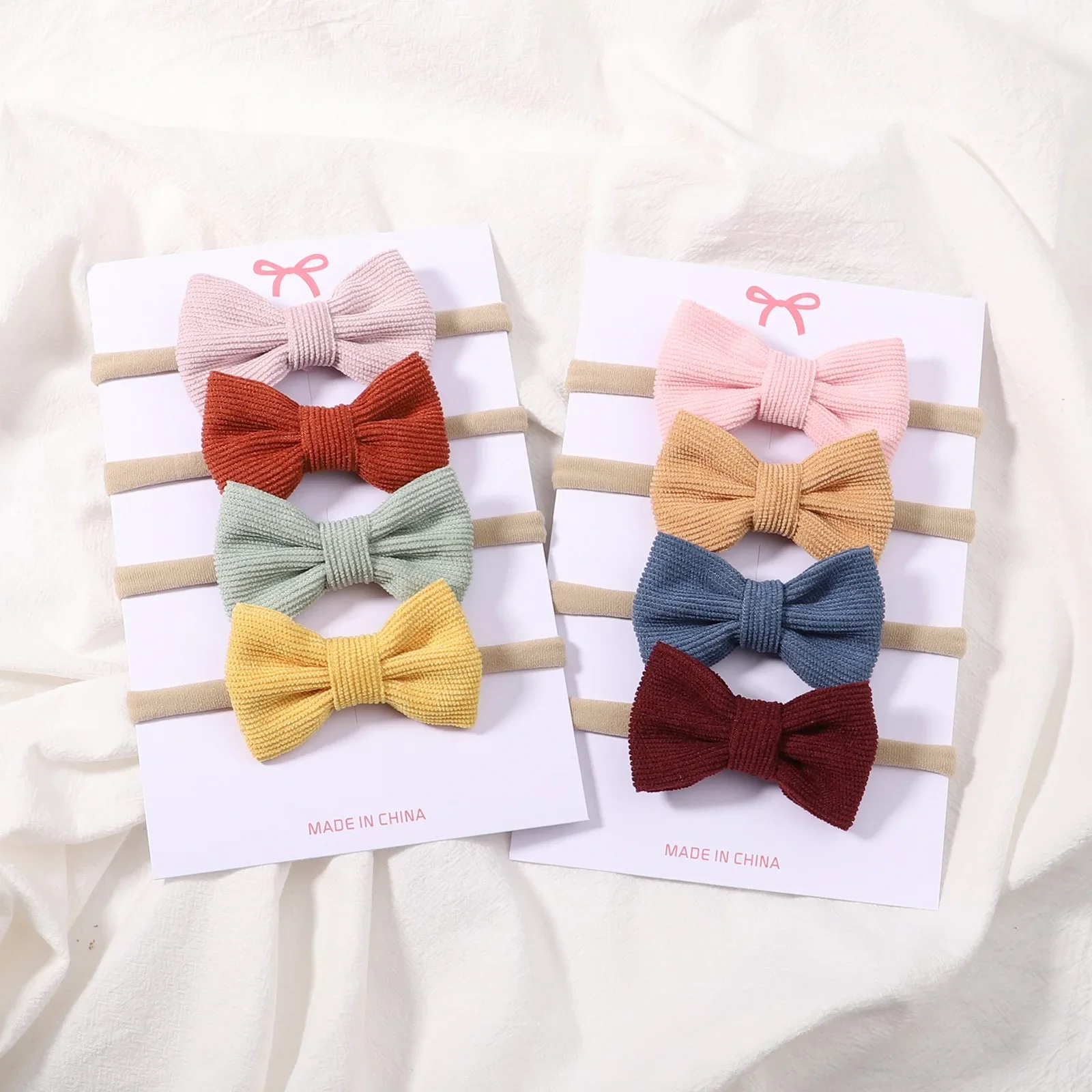 1 Pcs Solid Color Kids Bows Headband for Baby Girl Cute Handmade Knitted Bowknot Children Hair Ties Headwear Baby Hair Accessory