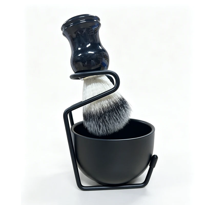 Shaving Brush Kit for Men Shaving Set Includes ABS Handle Synthetic Shaving Brush Stainless Steel Shaving Bowl With Holder