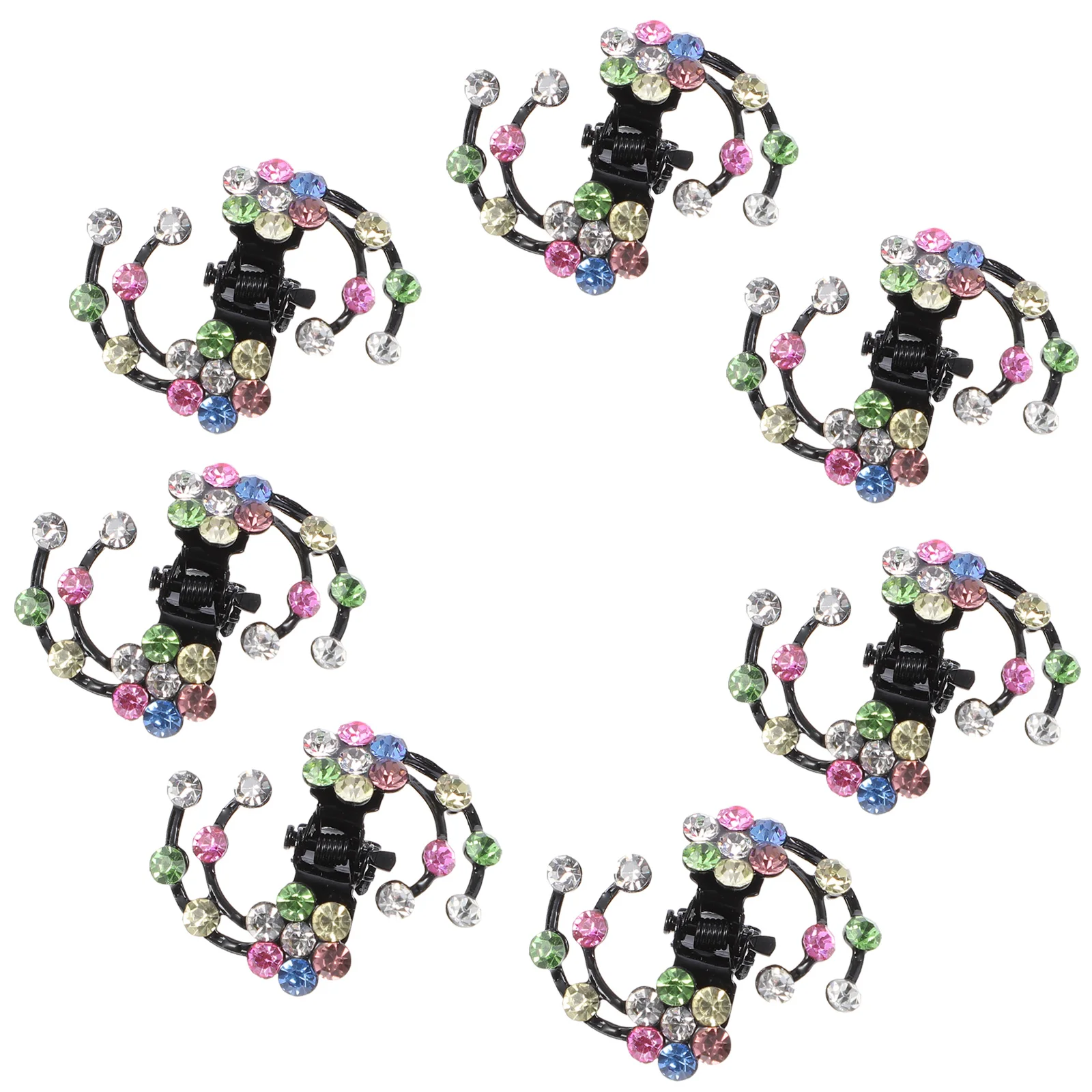 

6 Pcs Plum Hair Clip Mini Claw Rhinestone Flower Bride Wedding Party Accessories Small Bun Clamps Women Girls Hairpins