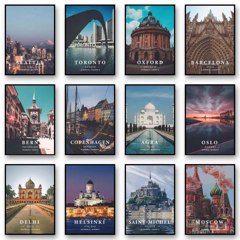 Pósters Artísticos con Coordenadas de Ciudades como París, Tokio, Berlín y Osaka, Impresiones de Paisajes, Cuadros Decorativos de Ciudades del Mundo para Decoración del Hogar
