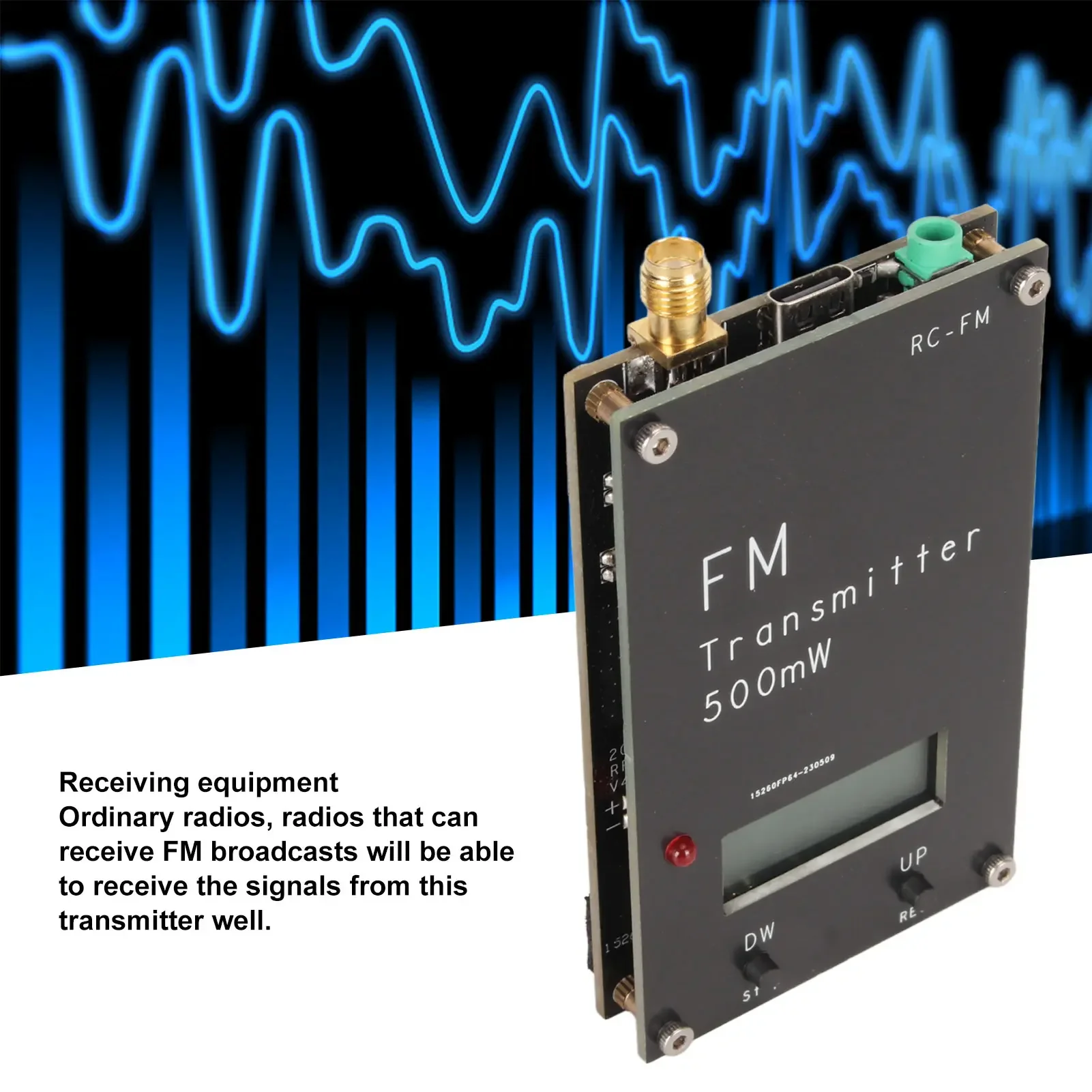 Émetteur FM numérique stéréo avec écran LCD mort réglable, radio FM, 2000m, 0.5W, 500mW, 76-108MHz