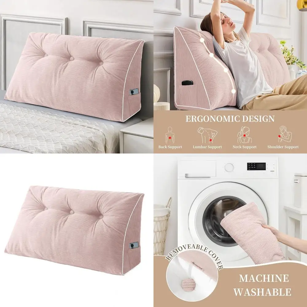 

Светло-розовое изголовье клиновой подушки Twin/Twin XL, съемный чехол, идеально подходит для общежитий и шезлонгов