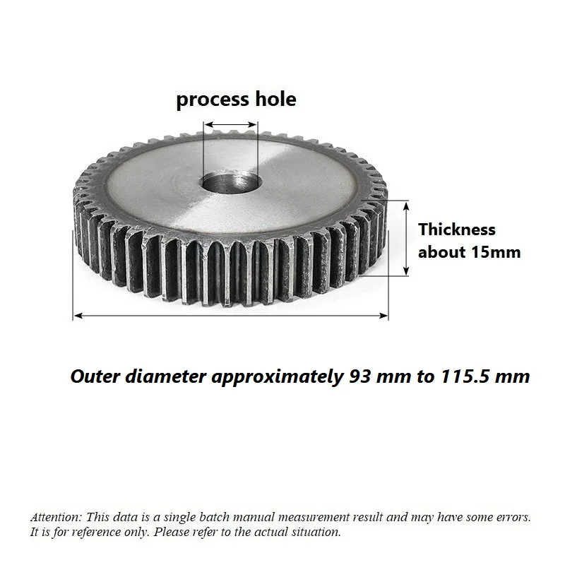 Spur Gear 45# Steel Material Cylindrical Gears For Transmission Accessories Part 1.5M-60T/61T/62T/63T/64T/65T/66T/67T~75Teeth