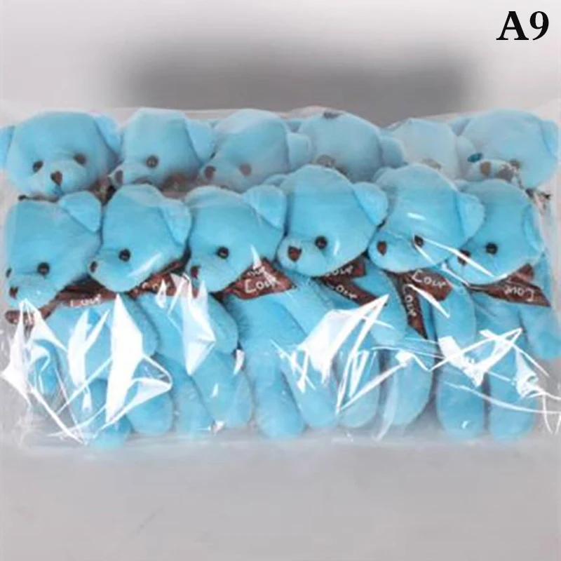 12Pcs/Lot 12CM Mini Teddy Plush Toy Cute Bow Backpack Keychain Decoration Birthday Wedding Party Children's Gifts Wedding