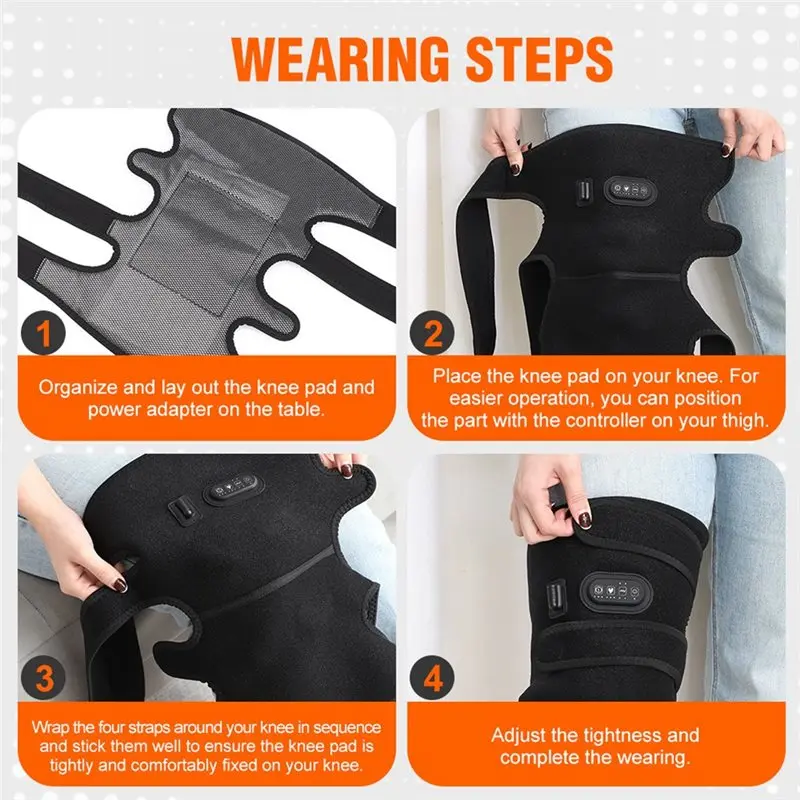 加熱マッサージ膝パッド 拡張版 加熱膝パッド 温熱膝マッサージ器 加熱パッドマッサージ器 痛みを和らげる (EU) EUプラグ