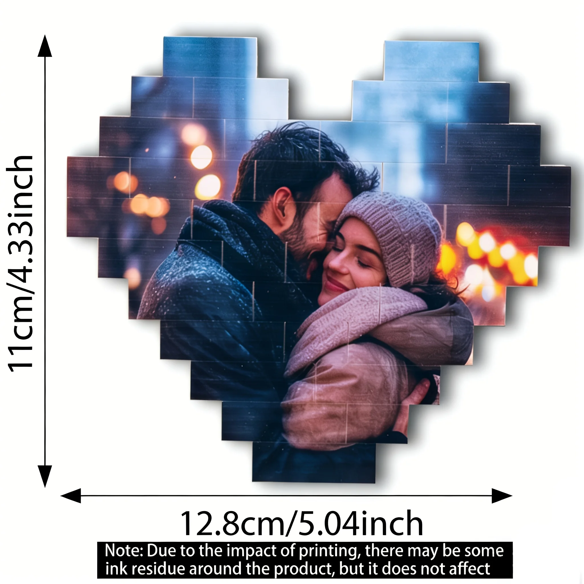 Custom Heart Photo Building Blocks with Stand - Personalized Valentine Gift for Couples, Compatible 4K UV Printed image 2
