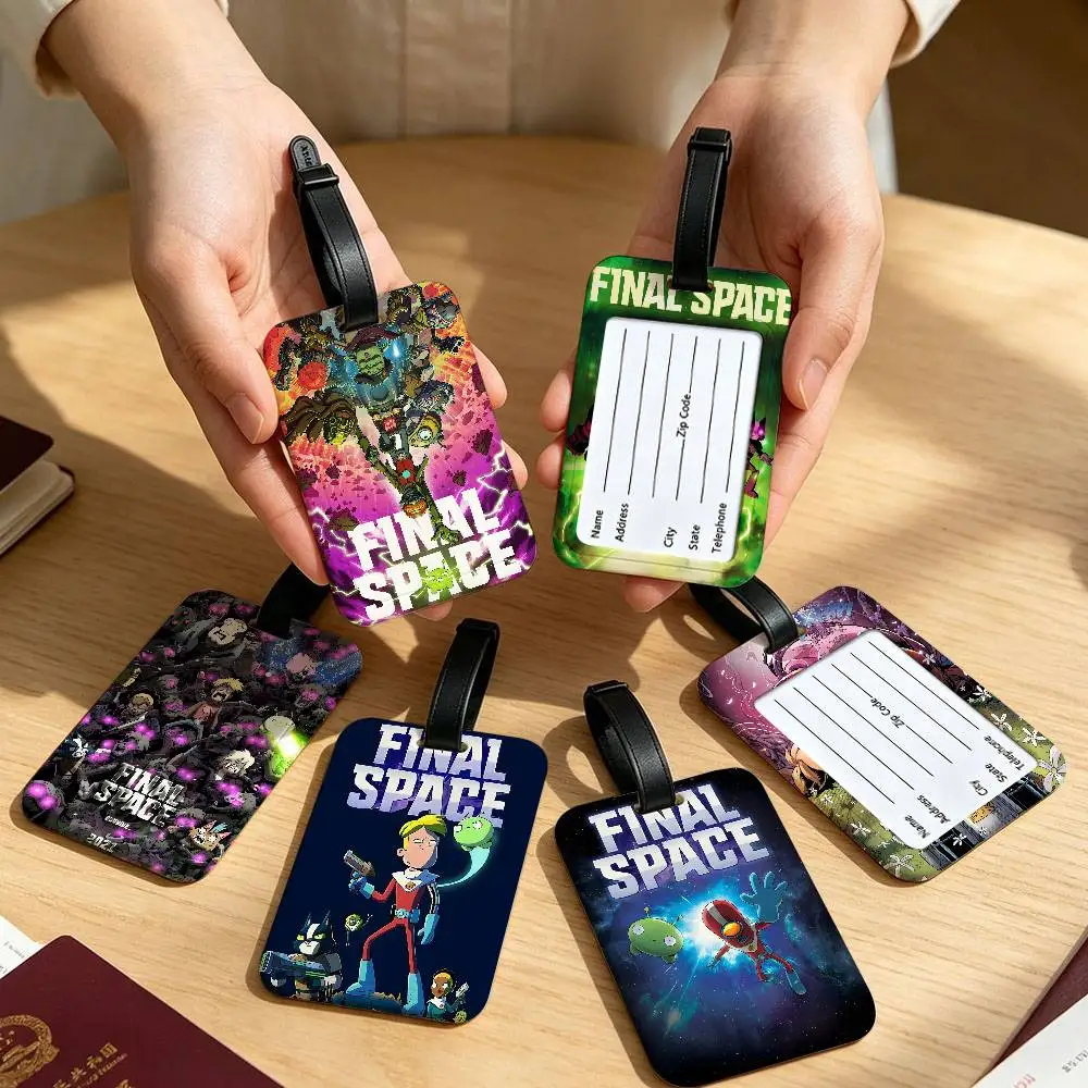 F-Final-Space Melancholic-Sci-Fi Waterproof PVC Baggage Tag With Info Card Anti lost Identification Tag For Luggage School