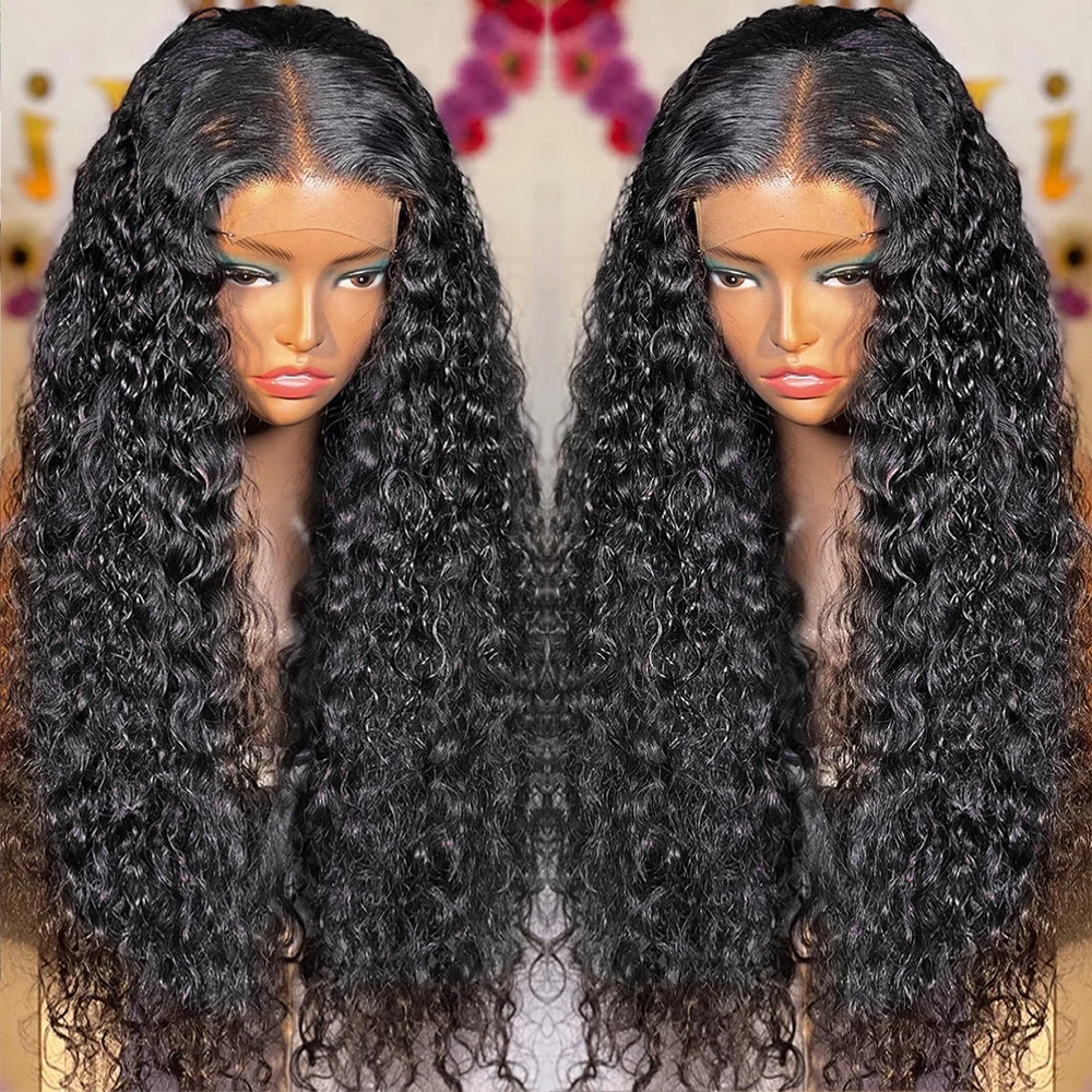 HD Lace Frontal Wig Water Wave 13x4 Lace Front Human Hair Wig Pre Plucked 4x4 Lace Closure Wigs 30 inches Curly Human Hair Wigs