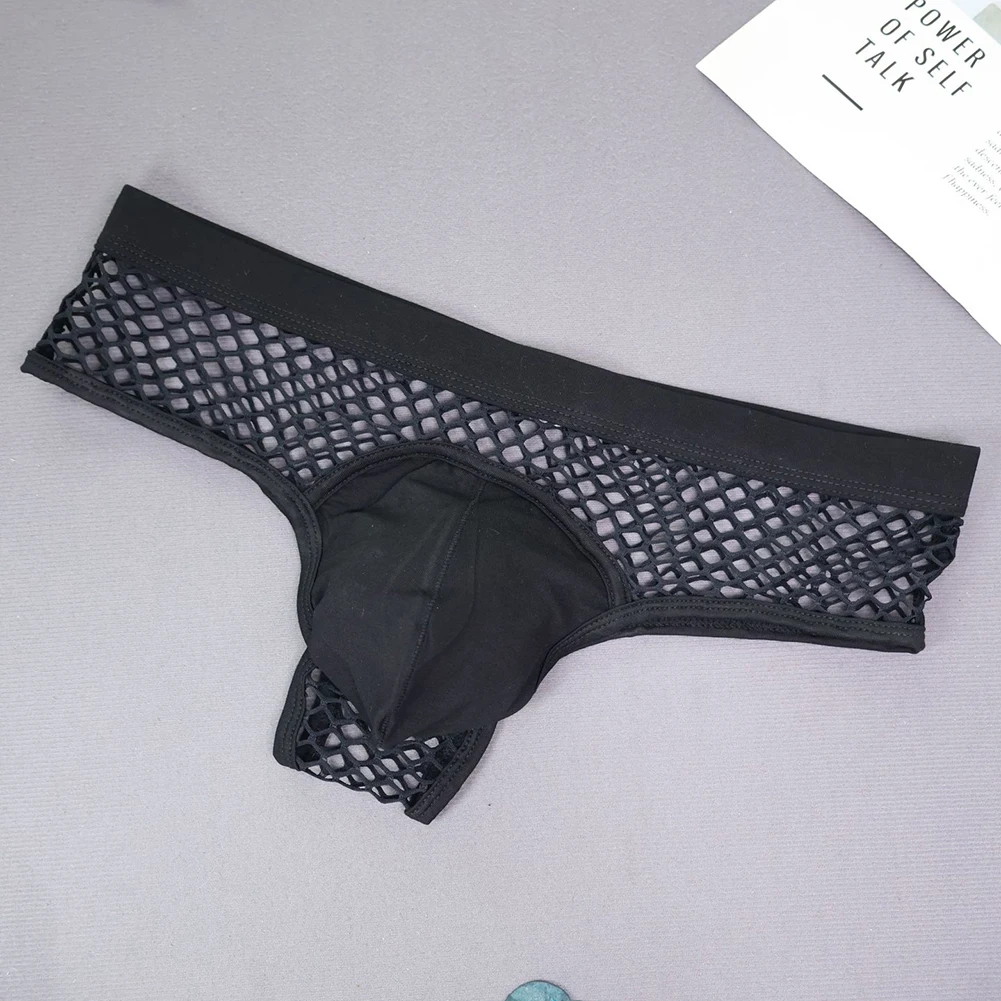For Bedroom For Clubwear Fishnet Briefs Bulge Pouch Panties Black As Pictures Show Transparent See-through Mesh