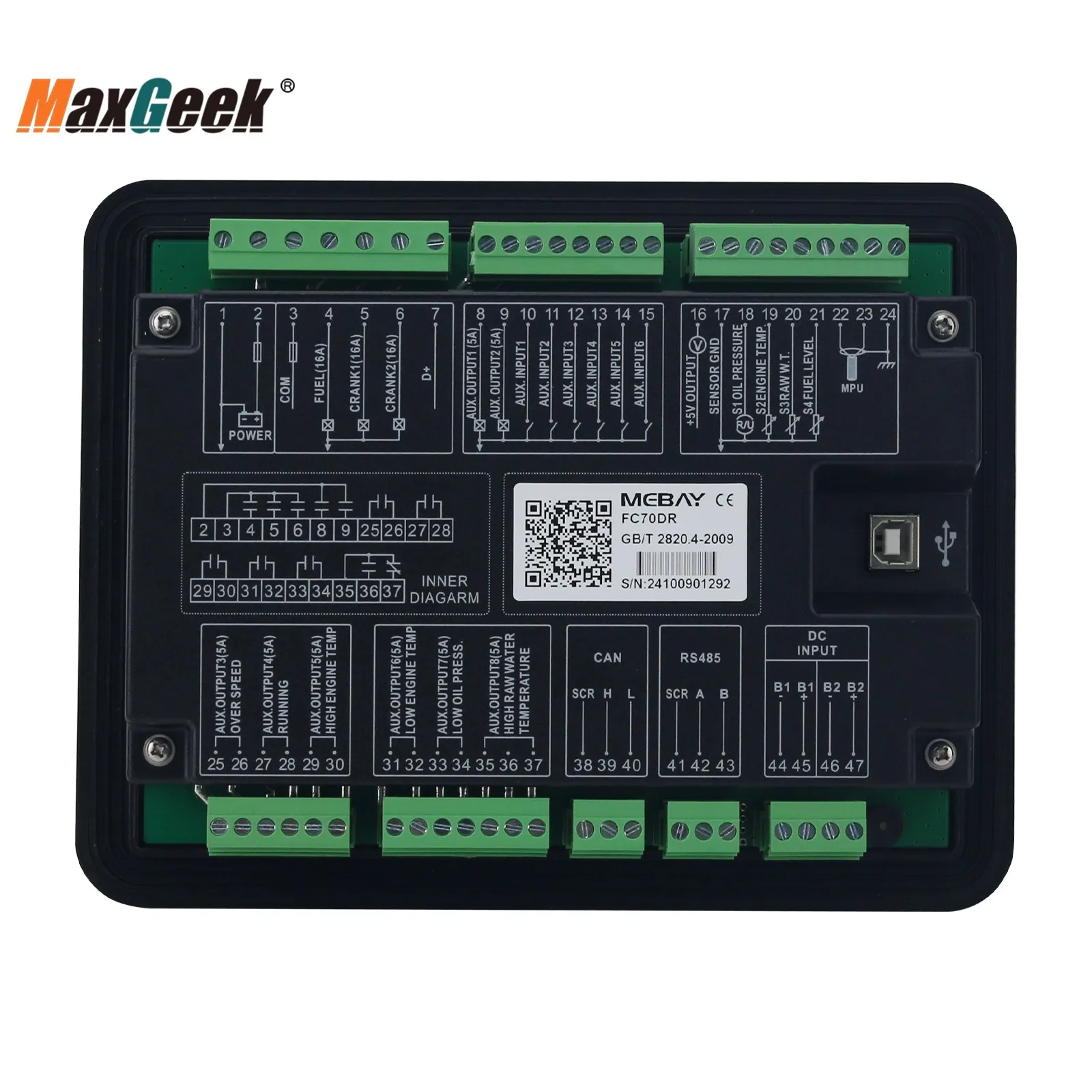 Maxgeek-MEBAY وحدة تحكم مضخة الحريق ، وحدة تحكم المولد المستخدمة لوحدات مضخة الحريق ، مدفوعة بمحركات الديزل ، fc70der
