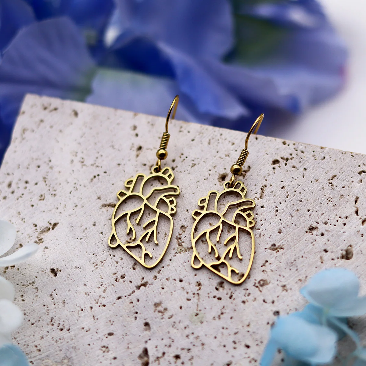 Todorova Biology Stainless Steel  Human Cardiac Organ Heart Earrings Science Medicine Anatomical Pendant Earrings
