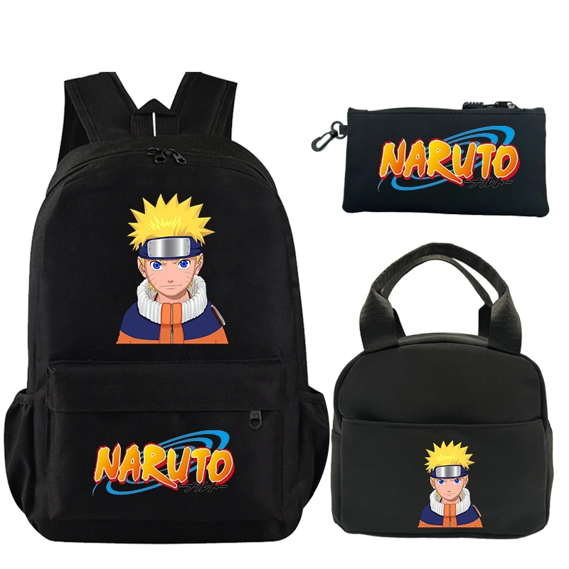 3Pcs/set Naruto Backpack Boy Girl Teenage Student Back To School Backpack Insulated Lunch Bag Pencil Case Women Kid Gift Bookbag