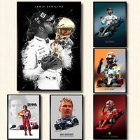 F Formula McLaren World Champion Poster  Ayrton Senna  Lewis Hamilton  Wall Art Decor for Bar Room Canvas Painting