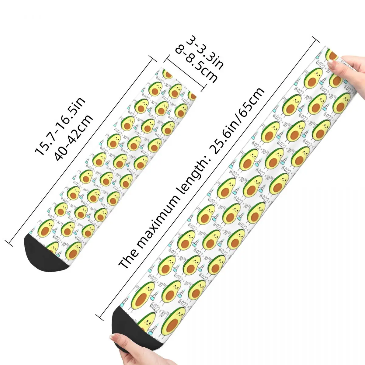 Vintage Avocado Chemist Men's Socks Fruits Food Unisex Hip Hop Seamless Printed Crazy Crew Sock Gift