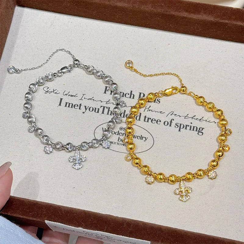 French delicate micro-set zircon iris laser cats eye brass bracelet elegant jewelry accessory and Christmas gift for girls