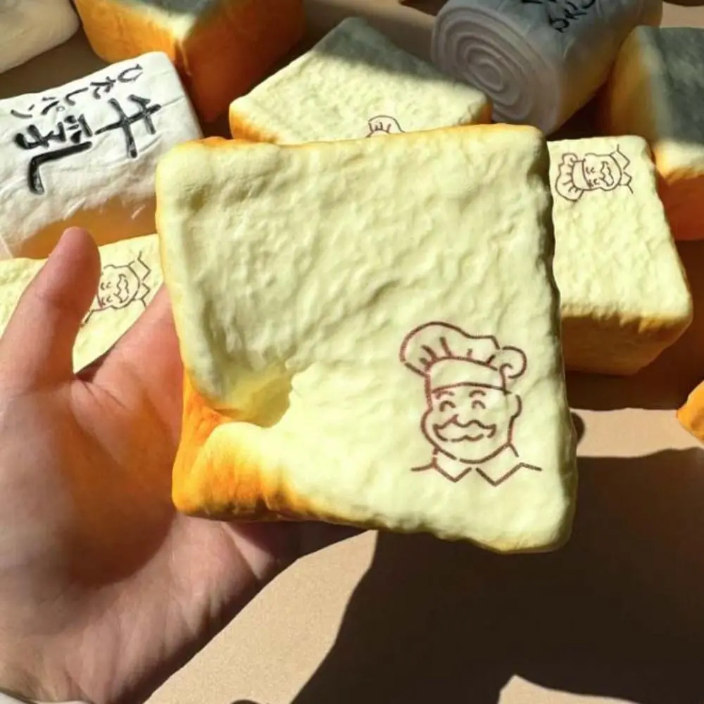 Moist Thick Simulated Bread Toast Squeeze Slow Rising Soft Texture Grandpa Toast Squishy Toy Foam Finger Suction