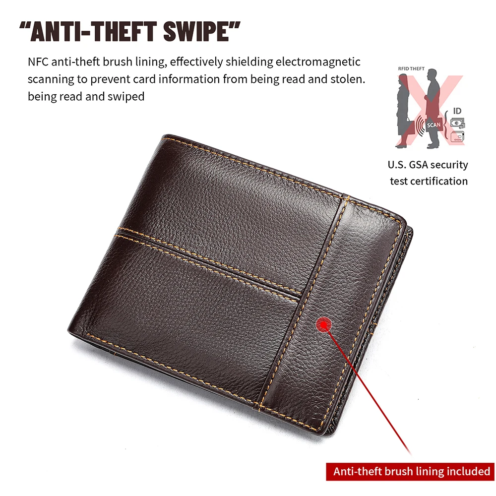 محفظة ويستال من الجلد الطبيعي مع محفظة للعملات المعدنية ومحفظة RFID للرجال وحقائب النقود