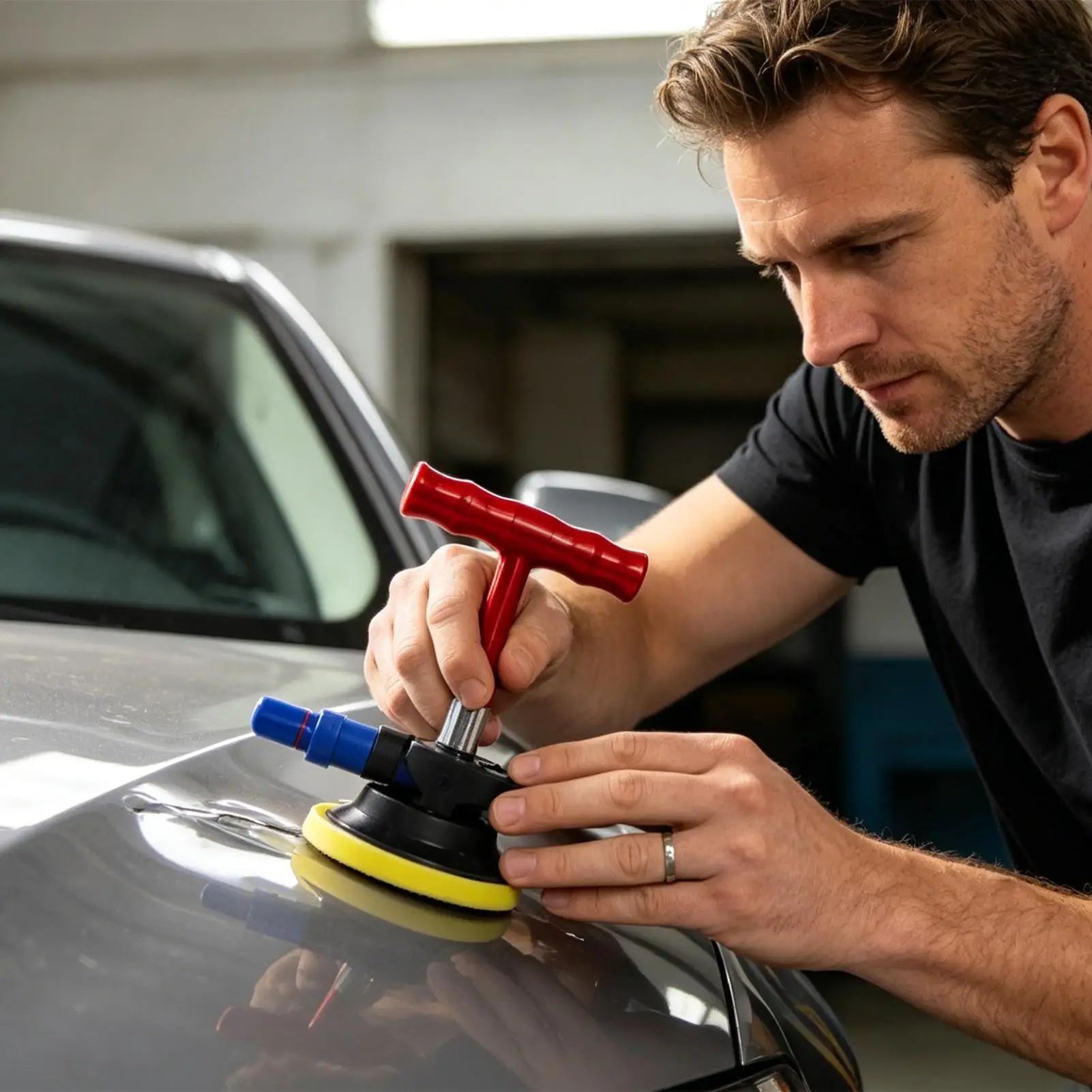 Small Dent Puller Portable Suction Cup T-Shaped Handle Puller Car Dent Repair Kit for Maintenance Restoration Vehicle Door Body