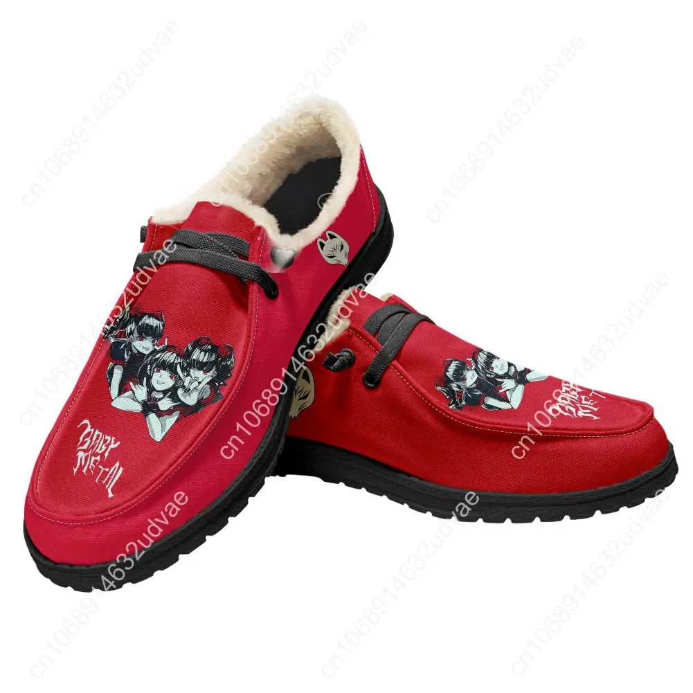 Babymetal Japan Band Plush Loafers Men Woman Casual Flat Shoes Hip-hop Rock Elastic Warm Lightweight Footwear Custom Shoe Black