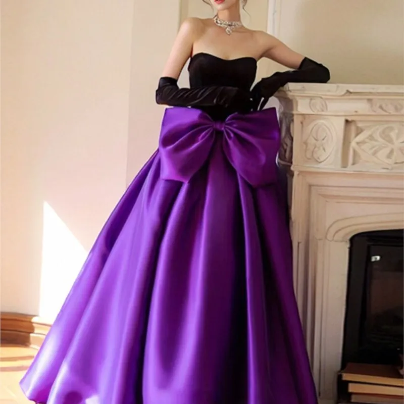 Purple breast light luxury small studio hosts performance graduation long slimming dress