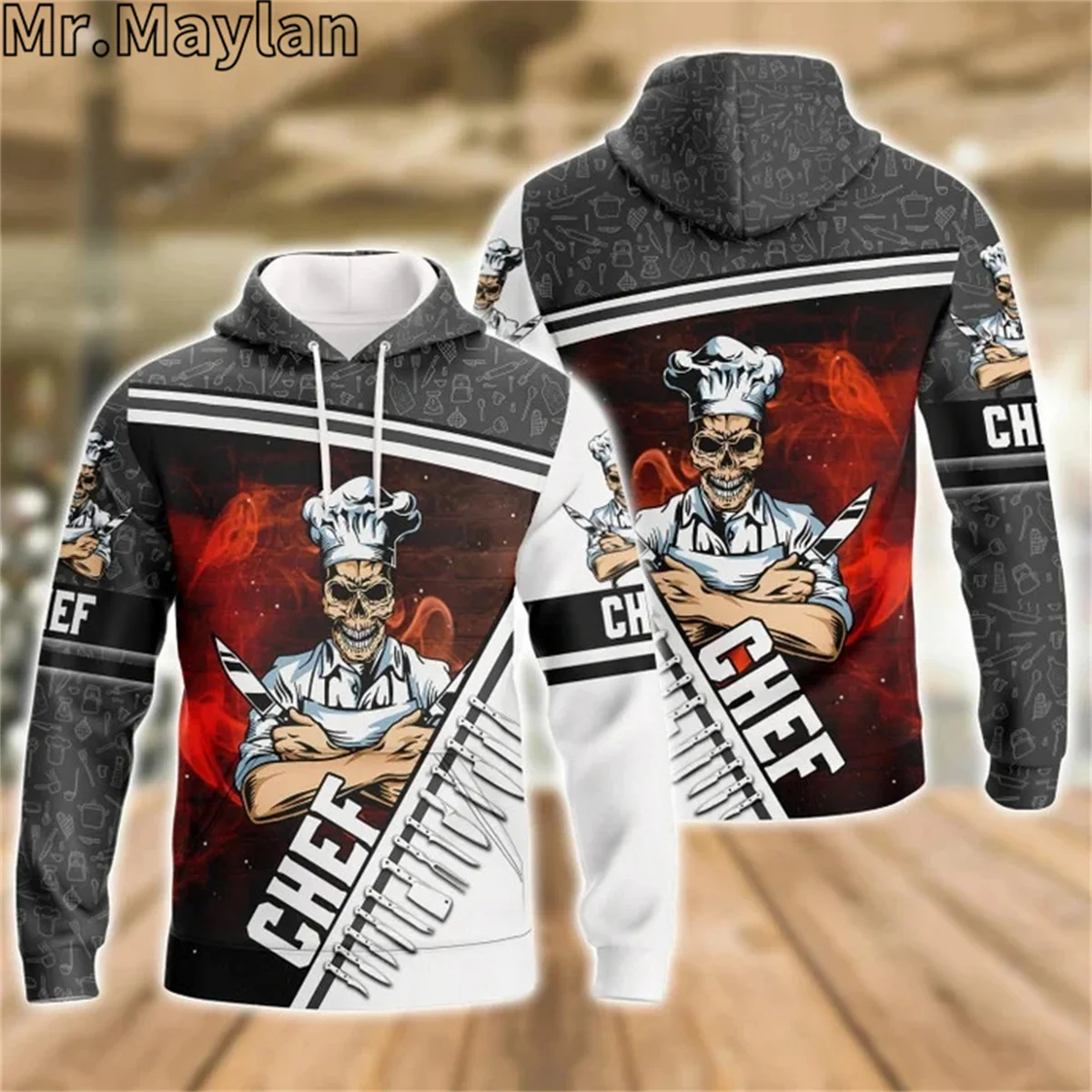 CUSTOM NAME CHEF UNIFORM CHEF KNIVES 3D Unisex Hoodie Men/Women Sweatshirt Streetwear Zip Pullover Casual Jacket Tracksuits R956