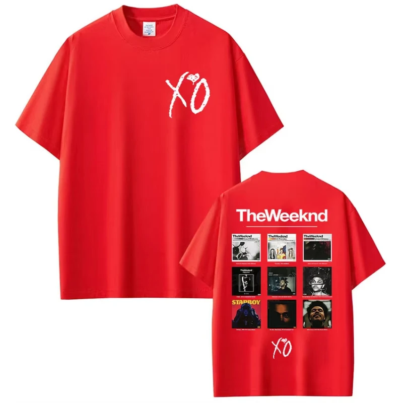 مغني الراب The Weeknd Xo ألبوم 2025 الصيف تي شيرت النساء الرجال الهيب هوب تي شيرت للجنسين خمر نمط ملابس فضفاضة تي شيرتات قطن