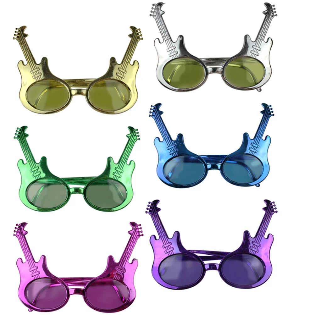 

6pcs Portable Party Eyeglasses Guitar Shape Glasses Party Glasses Party Accessories unique eyeglasses