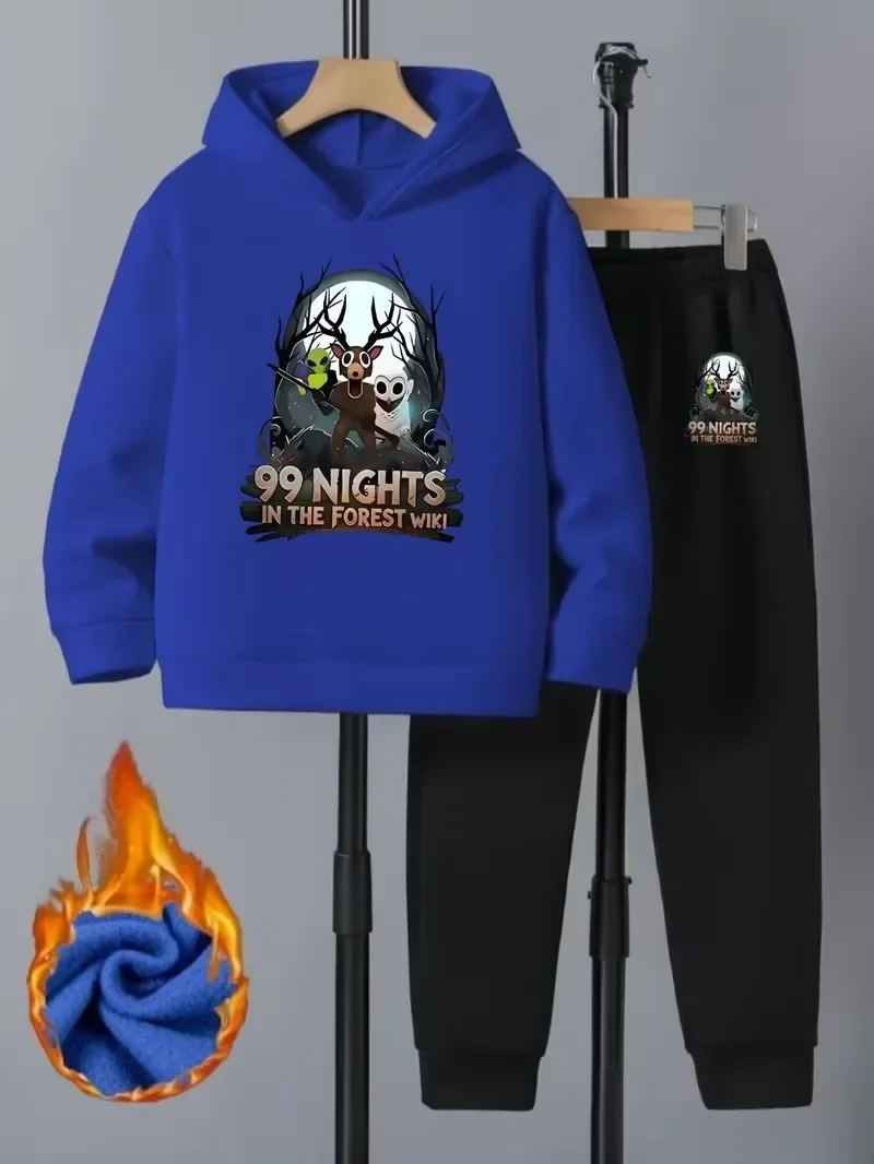 99 Night in The Forest Kids 2Pcs Hoodie+Pants Tracksuits Gir Boy Funny Cartoon Casual Pullover Spring Autumn Sweatshirts Suits