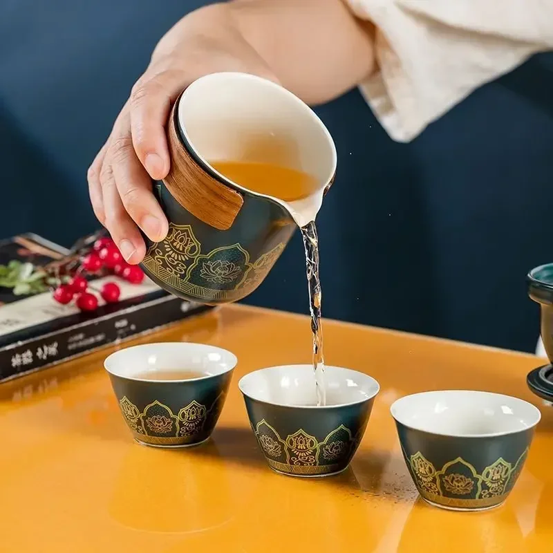 Camping ceramic portable travel tea set Kung Fu outdoor teapot business trip travel teacup