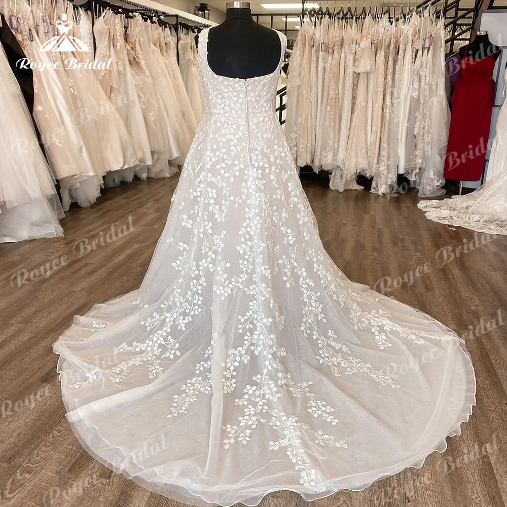 Roycebridal кружевное цветочное ТРАПЕЦИЕВИДНОЕ свадебное платье для невесты с широкими бретельками длина в пол женские платья невесты Robe de mariage женское