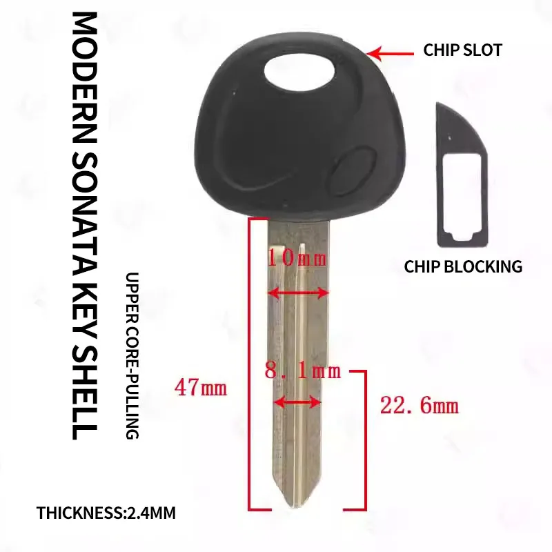 

FOR Modern Sonata Key Shell-Top Core-Pulling Boutique Automobile Straight Rubber Handle with Chip Slot